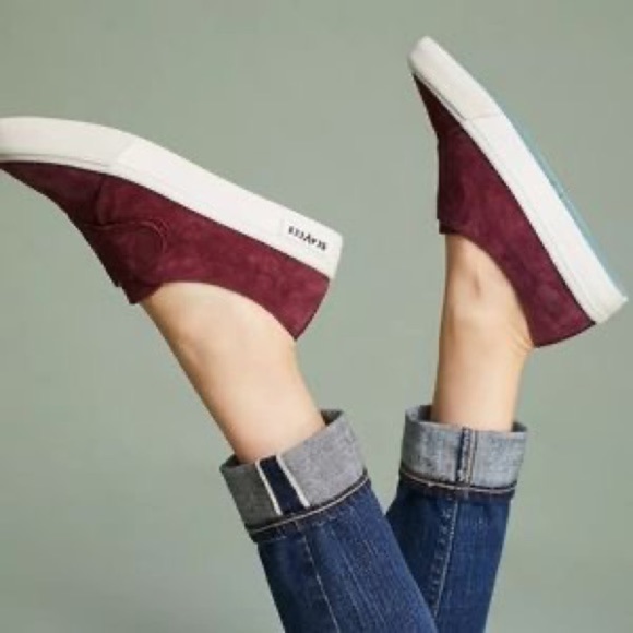 SeaVees Sneakers Women Size 8.5 Burgundy Suede Leather Casual Comfy Shoes - Picture 2 of 12